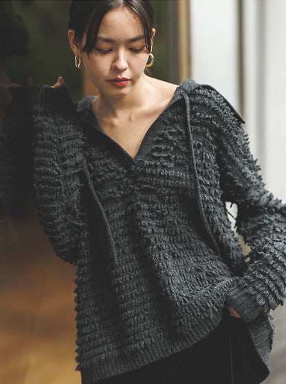 白椿（しらつばき） ジャガード編みニットプルオーバー