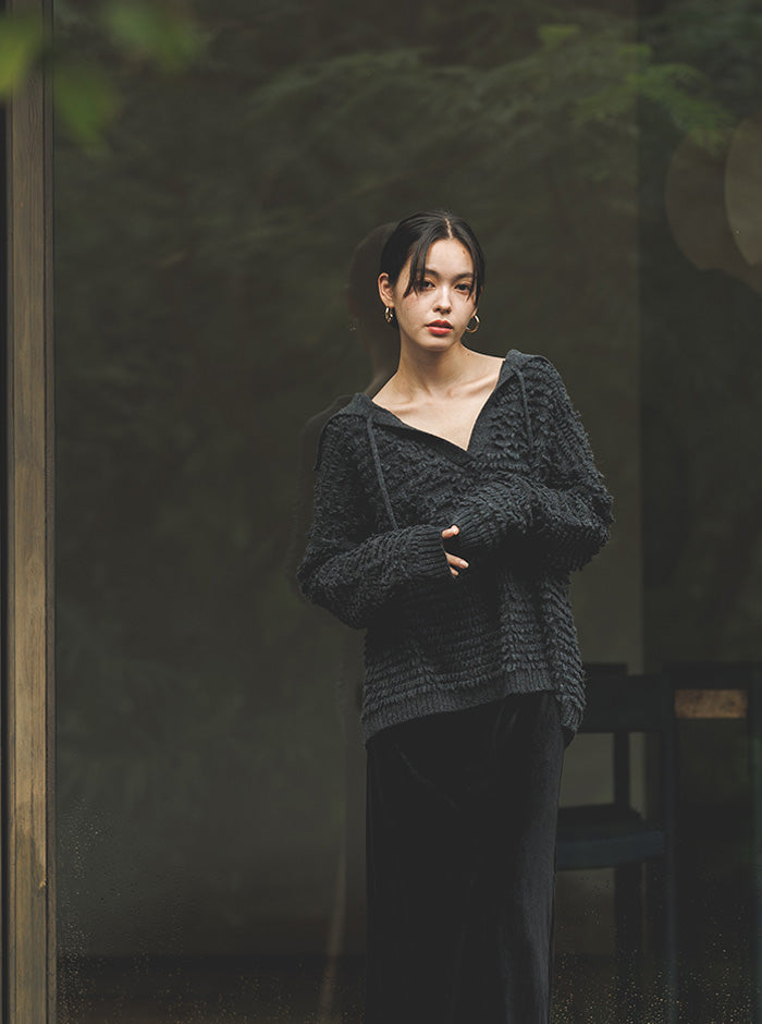 白椿（しらつばき） ジャガード編みニットプルオーバー