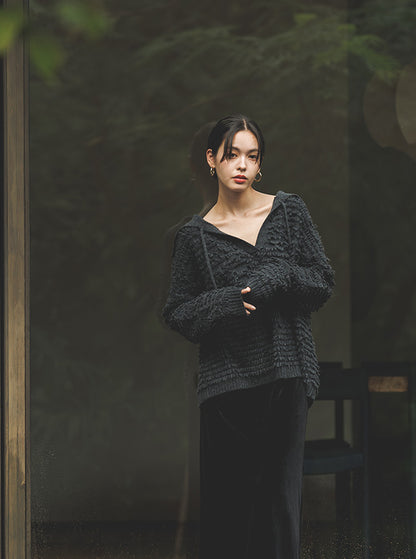 白椿（しらつばき） ジャガード編みニットプルオーバー