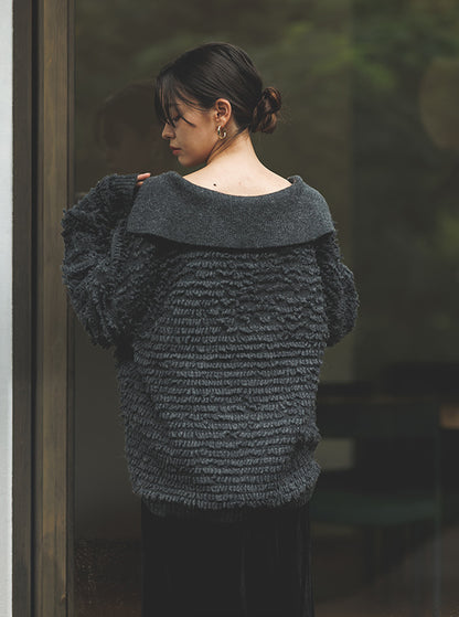 白椿（しらつばき） ジャガード編みニットプルオーバー