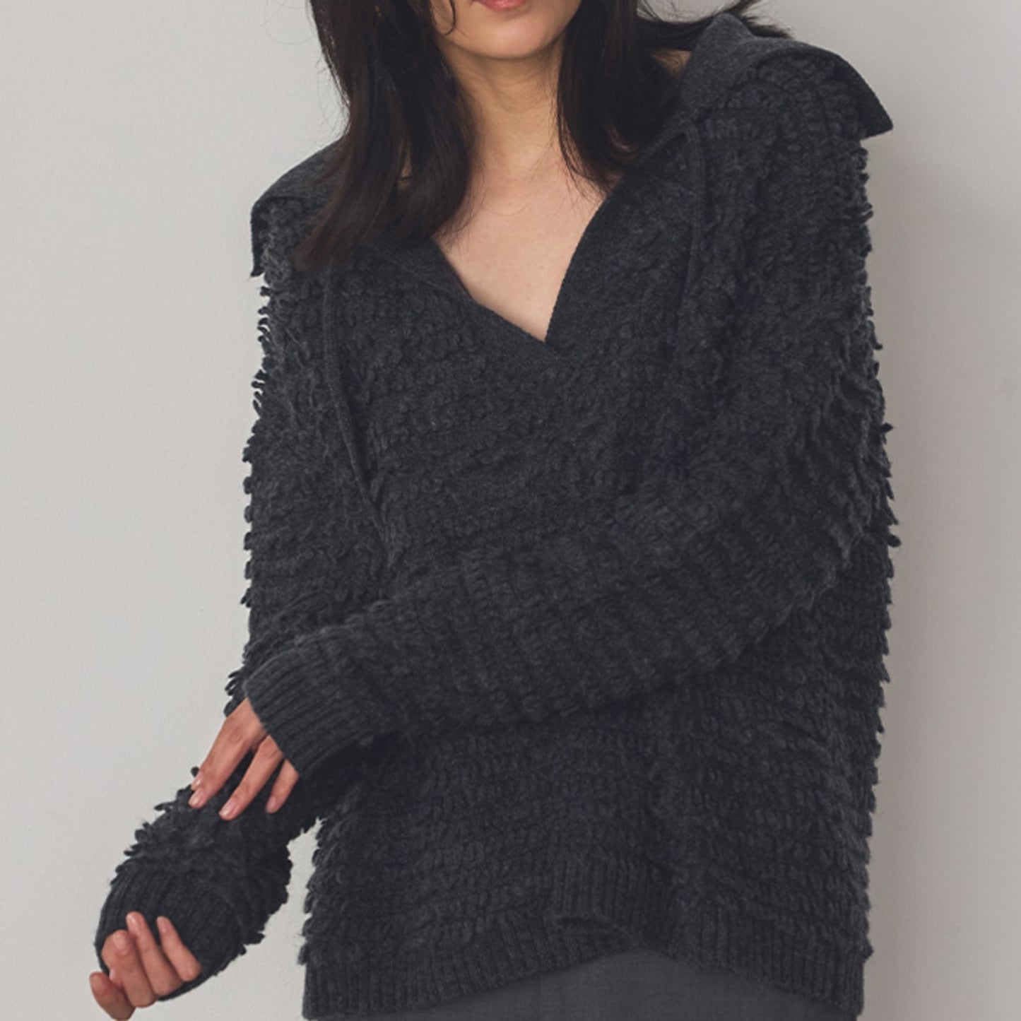 白椿（しらつばき） ジャガード編みニットプルオーバー