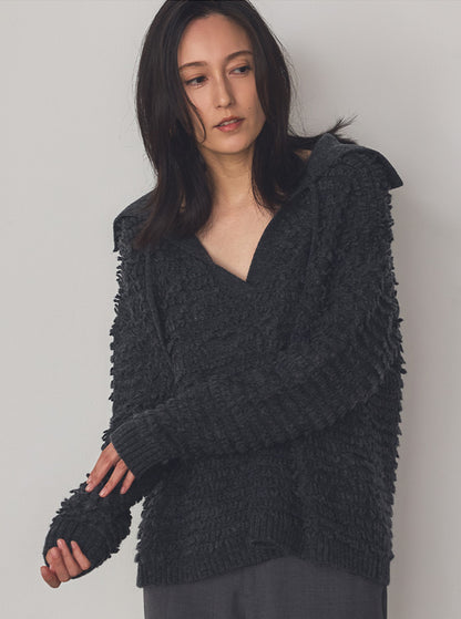 白椿（しらつばき） ジャガード編みニットプルオーバー