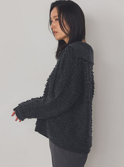 白椿（しらつばき） ジャガード編みニットプルオーバー