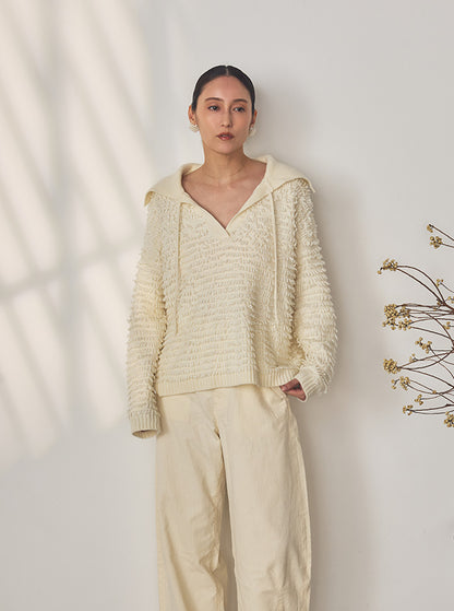 白椿（しらつばき） ジャガード編みニットプルオーバー