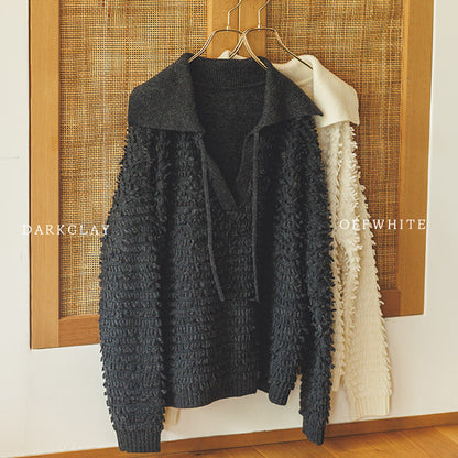 白椿（しらつばき） ジャガード編みニットプルオーバー