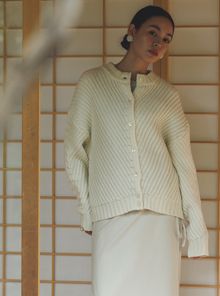 白菫（しろすみれ）リブニットブルゾン