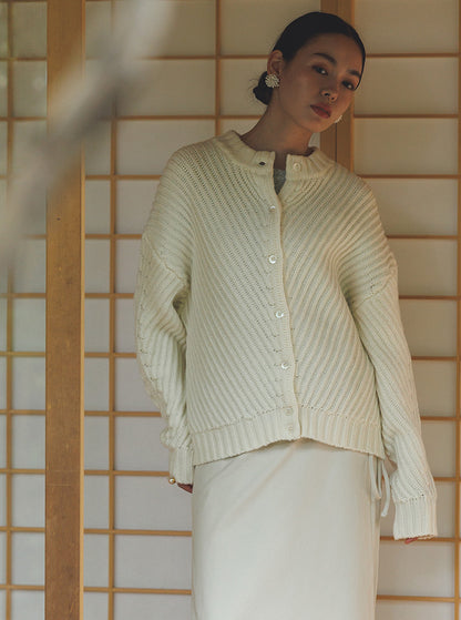 白菫（しろすみれ）リブニットブルゾン