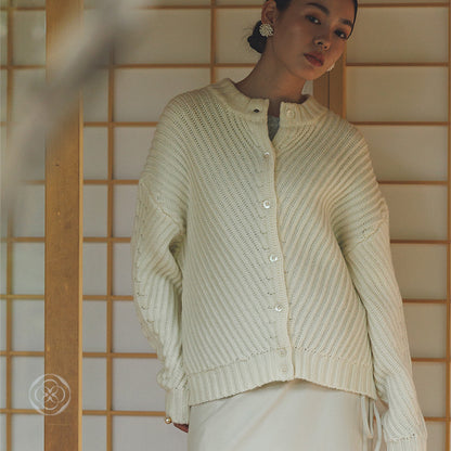 白菫（しろすみれ）リブニットブルゾン