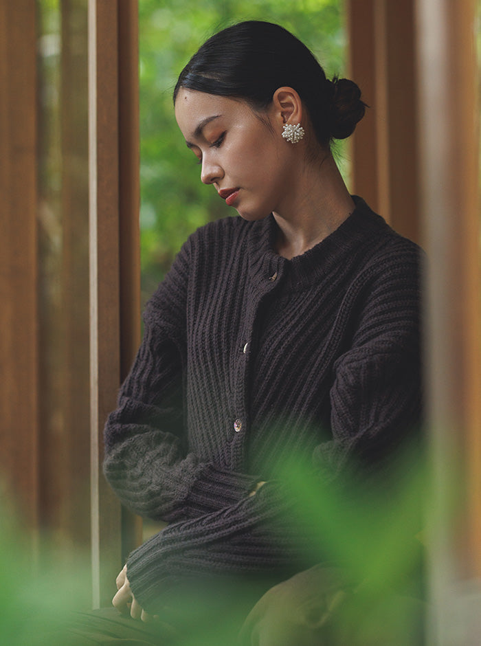 白菫（しろすみれ）リブニットブルゾン