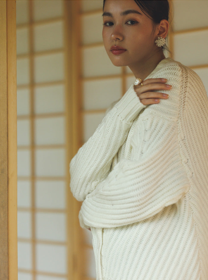 白菫（しろすみれ）リブニットブルゾン