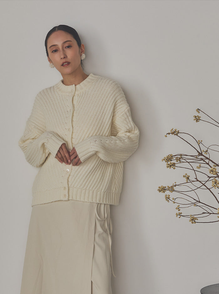 白菫（しろすみれ）リブニットブルゾン