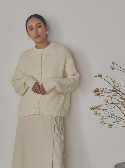 白菫（しろすみれ）リブニットブルゾン