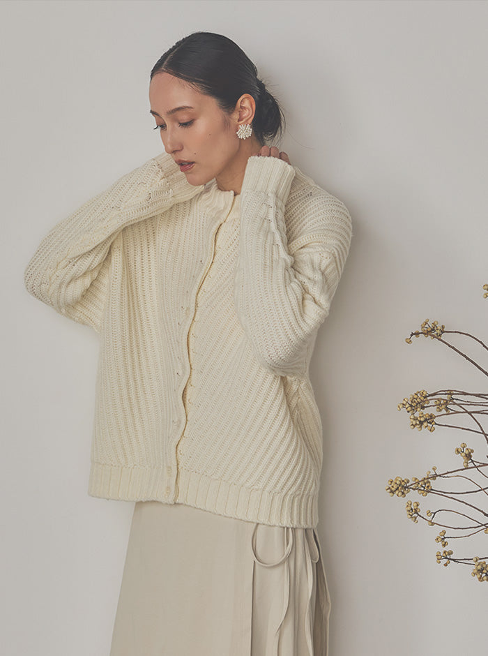 白菫（しろすみれ）リブニットブルゾン