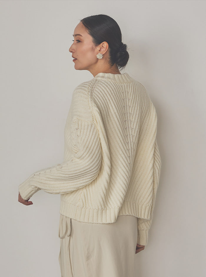 白菫（しろすみれ）リブニットブルゾン