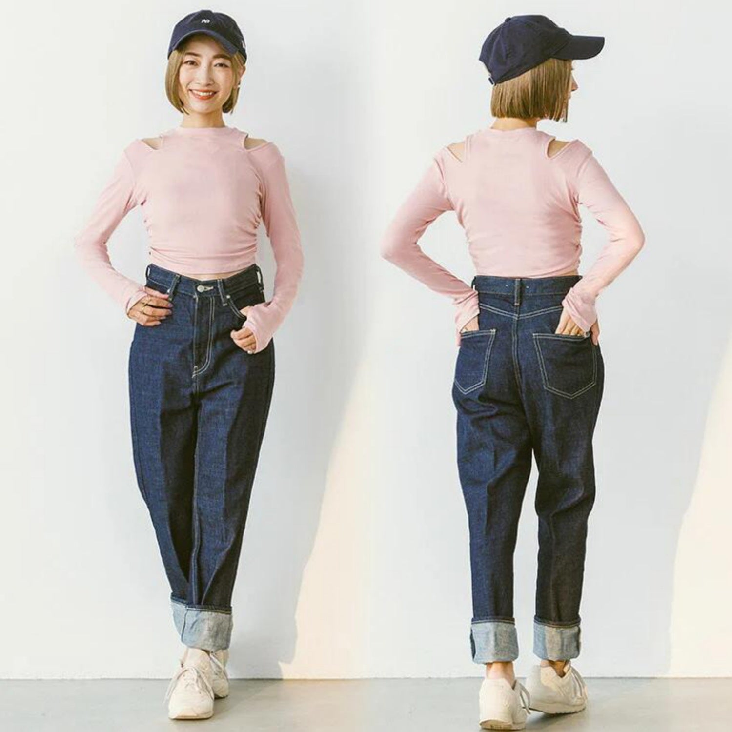 長袖トップス leeche031｜愛されピンク｜ショート丈｜リブ｜小山ゆか｜オープンショルダー｜無地｜ヨガ｜おしゃれ｜Lee.che (リーチェ) ｜LIFE TUNING DAYS（ライフチューニングデイズ）｜