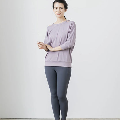 長袖トップスleeche050｜くすみパープル｜Tシャツ｜トップス｜チュニック｜ヨガ｜フィットネス｜おしゃれ｜Lee.che (リーチェ) ｜LIFE TUNING DAYS（ライフチューニングデイズ）｜