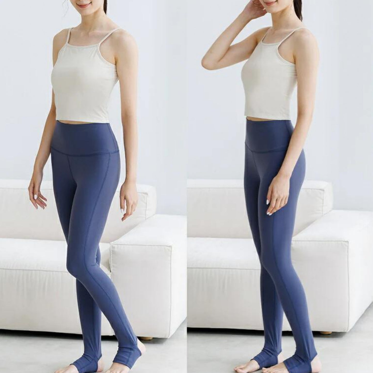 ハーフ丈カップ付トップス leeche063｜オフホワイト｜肌見せ｜シンプル｜無地｜アジャスター付き｜ヨガ｜おしゃれ｜Lee.che (リーチェ) ｜LIFE TUNING DAYS（ライフチューニングデイズ）｜