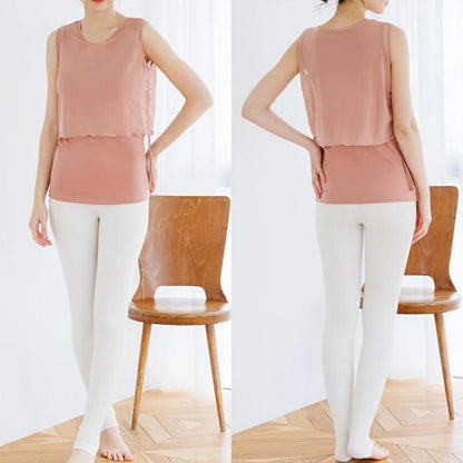 カップ付きトップス leeche071｜ピンク｜レイヤード｜チュール｜無地｜シースルー｜ヨガ｜かわいい｜おしゃれ｜Lee.che (リーチェ) ｜LIFE TUNING DAYS（ライフチューニングデイズ）｜