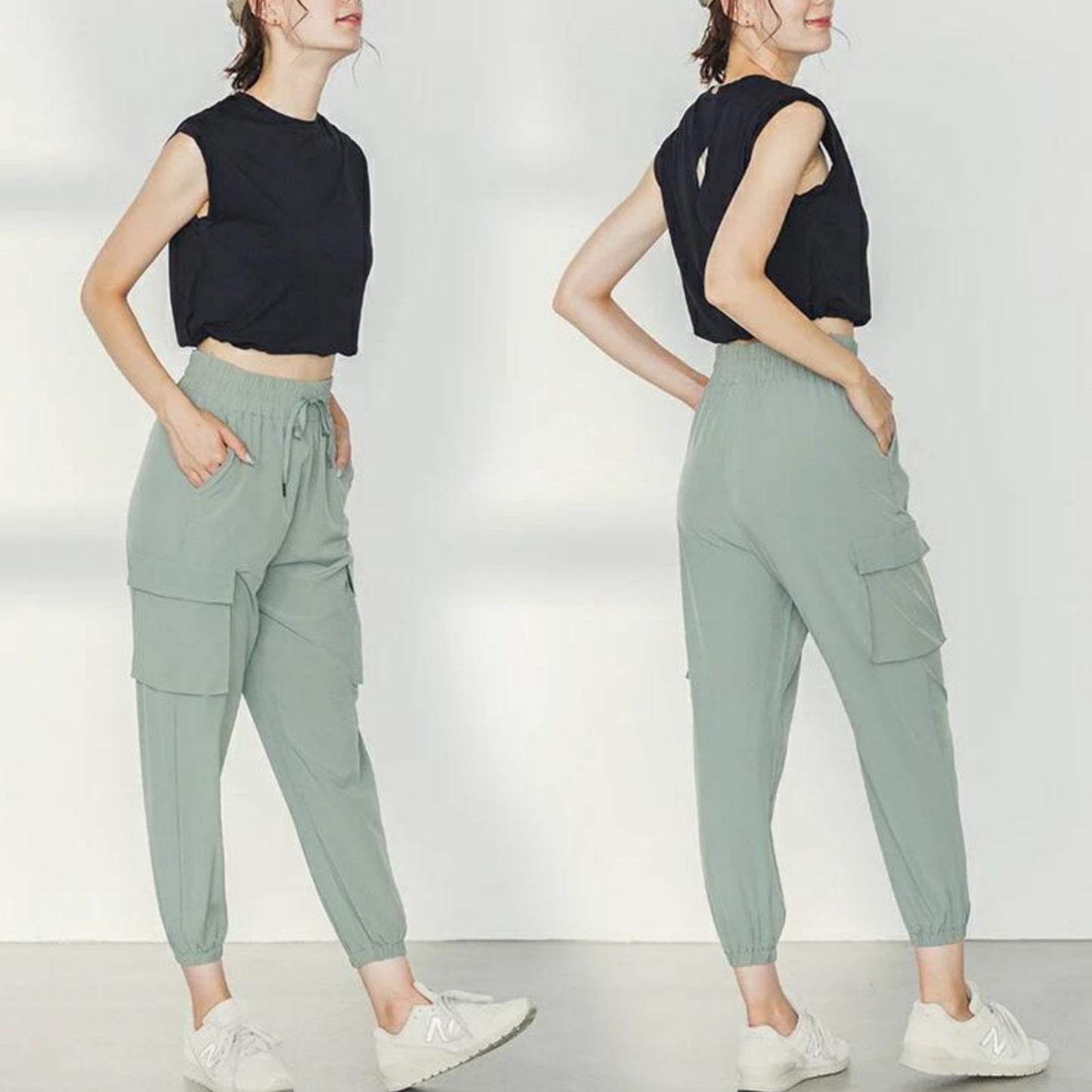 ショート丈トップスleeche076｜ブラック｜フレンチスリーブ｜レーヨン｜無地｜Tシャツ｜タンクトップ｜シンプル｜ヨガ｜おしゃれ｜Lee.che (リーチェ) ｜LIFE TUNING DAYS（ライフチューニングデイズ）｜