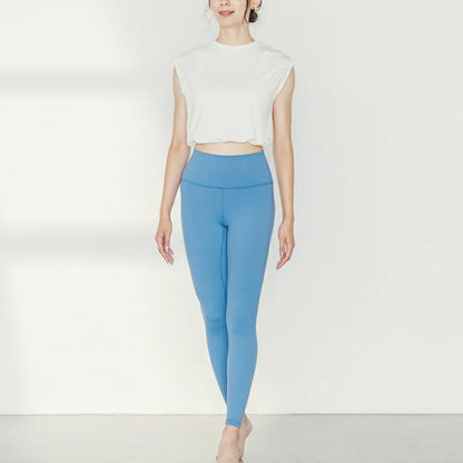 ショート丈トップスleeche076｜ホワイト｜フレンチスリーブ｜レーヨン｜無地｜Tシャツ｜タンクトップ｜シンプル｜ヨガ｜おしゃれ｜Lee.che (リーチェ) ｜LIFE TUNING DAYS（ライフチューニングデイズ）｜