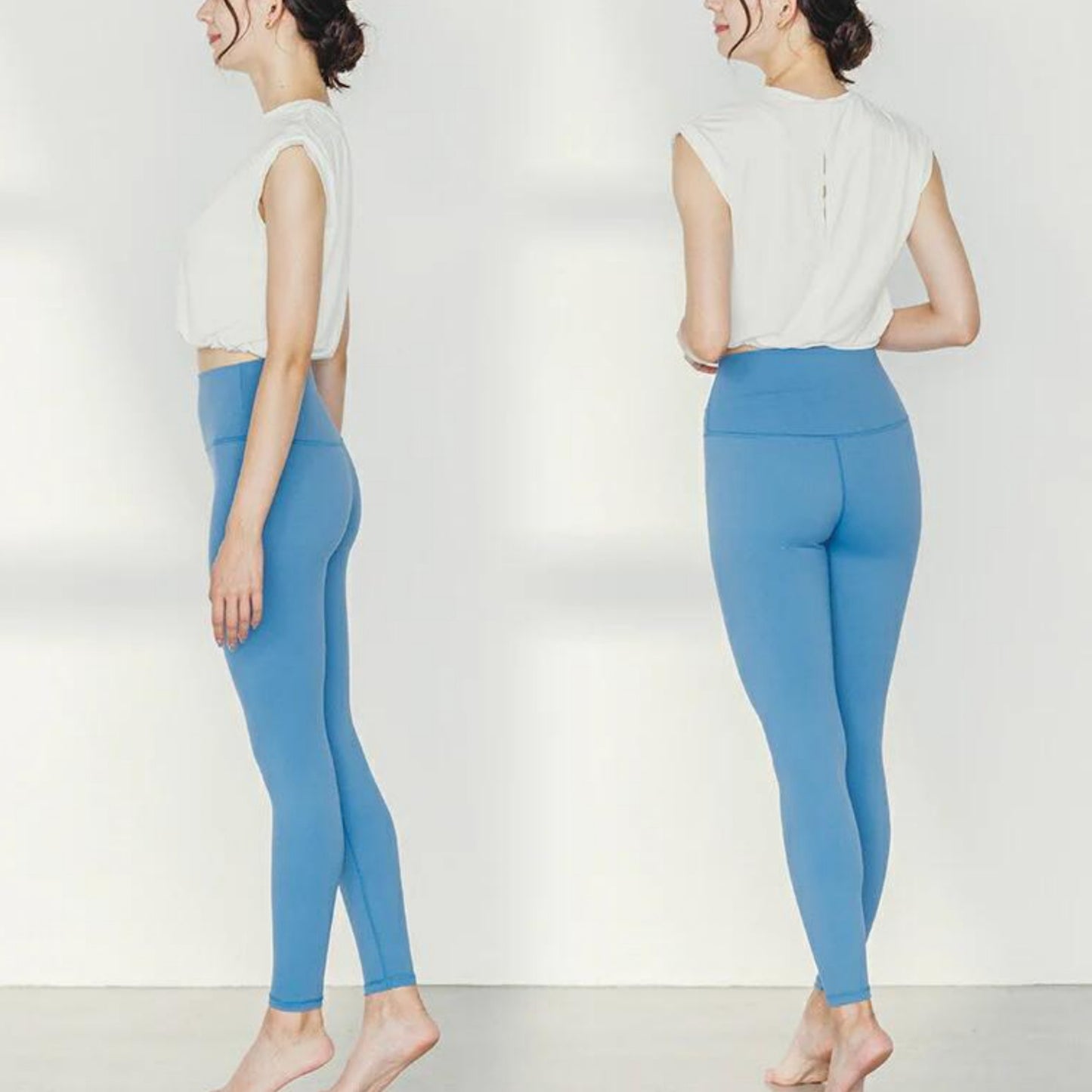 ショート丈トップスleeche076｜ホワイト｜フレンチスリーブ｜レーヨン｜無地｜Tシャツ｜タンクトップ｜シンプル｜ヨガ｜おしゃれ｜Lee.che (リーチェ) ｜LIFE TUNING DAYS（ライフチューニングデイズ）｜