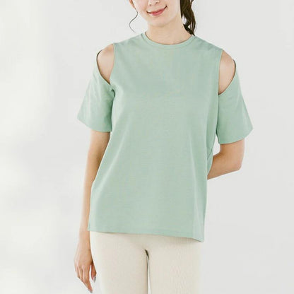 トップス leeche078｜ライトグリーン｜肌見せ｜シンプル｜無地｜肩出し｜ヨガ｜かわいい｜おしゃれ｜Lee.che (リーチェ) ｜LIFE TUNING DAYS（ライフチューニングデイズ）｜