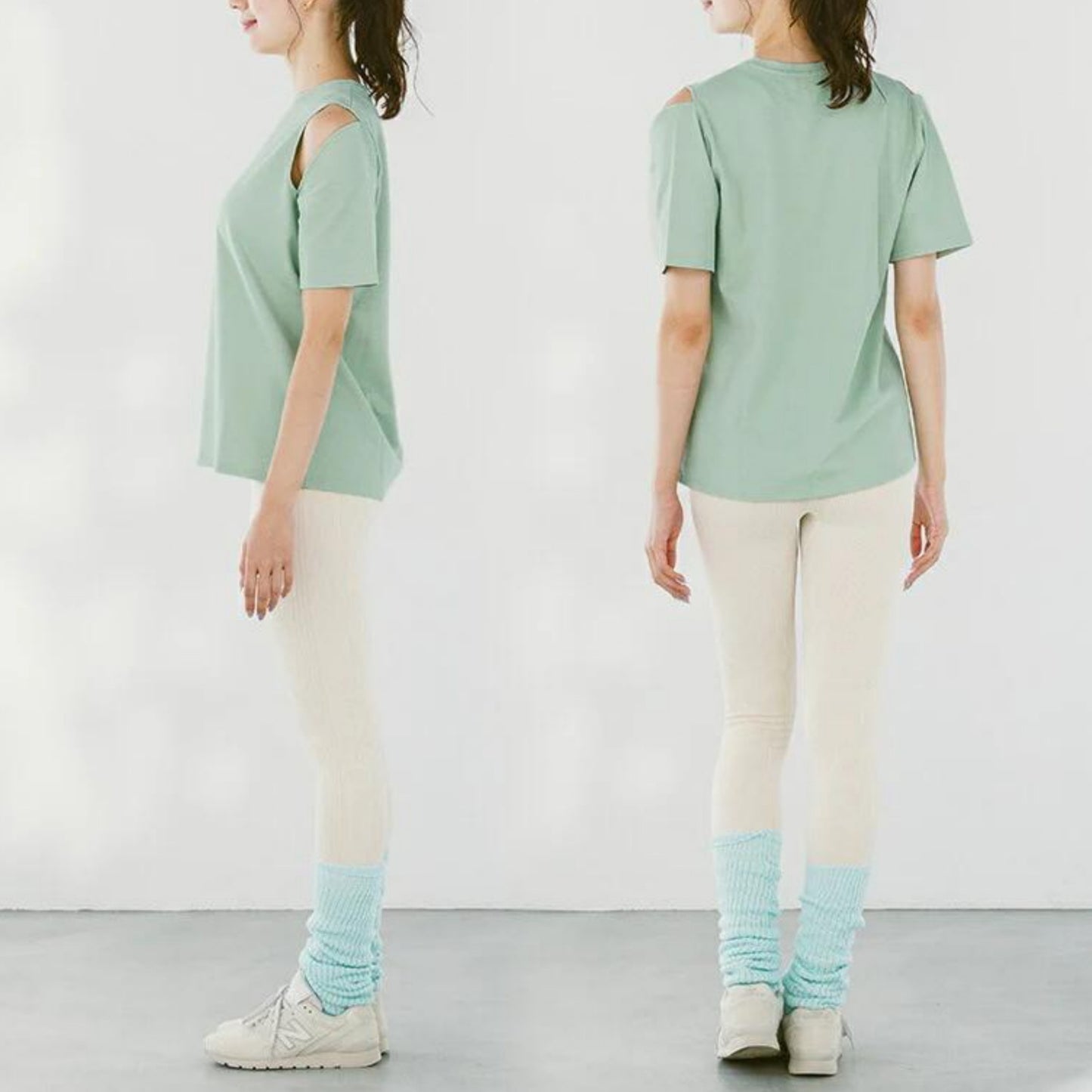 トップス leeche078｜ライトグリーン｜肌見せ｜シンプル｜無地｜肩出し｜ヨガ｜かわいい｜おしゃれ｜Lee.che (リーチェ) ｜LIFE TUNING DAYS（ライフチューニングデイズ）｜