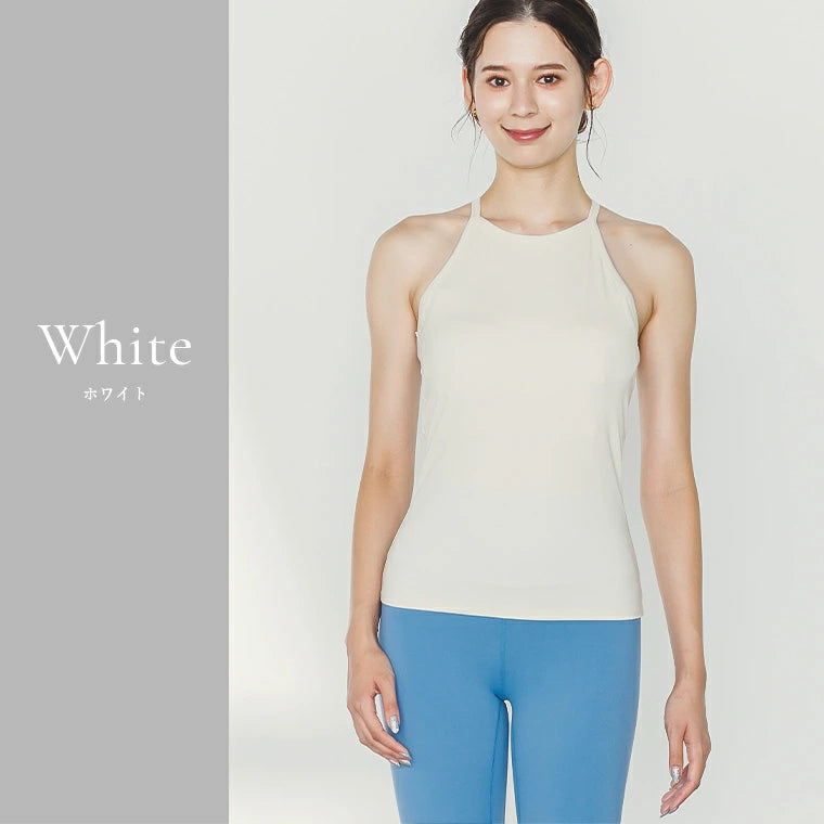カップ付きトップスleeche084｜ホワイト｜トップス｜ヨガ｜フィットネス｜シンプル｜おしゃれ｜Lee.che (リーチェ) ｜LIFE TUNING DAYS（ライフチューニングデイズ）｜
