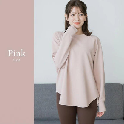 長袖ドルマントップス leeche088｜ピンク｜ラグラン｜ゆったり｜無地｜リブ｜ロングスリーブ｜ヨガ｜おしゃれ｜Lee.che (リーチェ) ｜LIFE TUNING DAYS（ライフチューニングデイズ）｜
