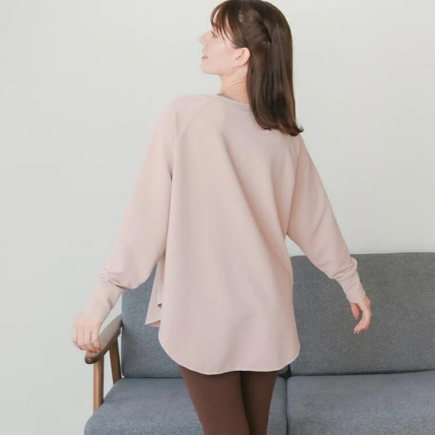 長袖ドルマントップス leeche088｜ピンク｜ラグラン｜ゆったり｜無地｜リブ｜ロングスリーブ｜ヨガ｜おしゃれ｜Lee.che (リーチェ) ｜LIFE TUNING DAYS（ライフチューニングデイズ）｜