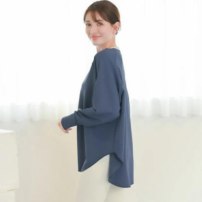 長袖ドルマントップス leeche088｜ネイビー｜ラグラン｜ゆったり｜無地｜リブ｜ロングスリーブ｜ヨガ｜おしゃれ｜Lee.che (リーチェ) ｜LIFE TUNING DAYS（ライフチューニングデイズ）｜