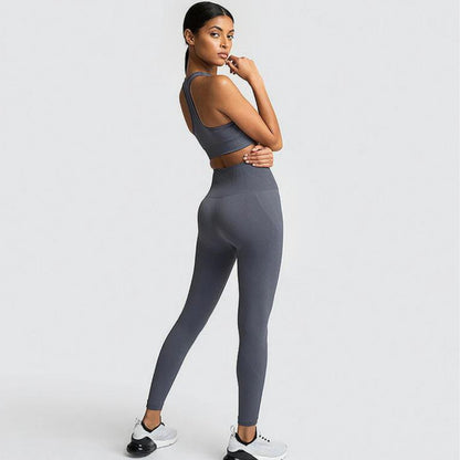 グレーセットアップs126｜グレー｜ブラトップ｜レギンス｜編地｜ヨガ｜上下セット｜おしゃれ｜Lee.che (リーチェ) ｜LIFE TUNING DAYS（ライフチューニングデイズ）｜