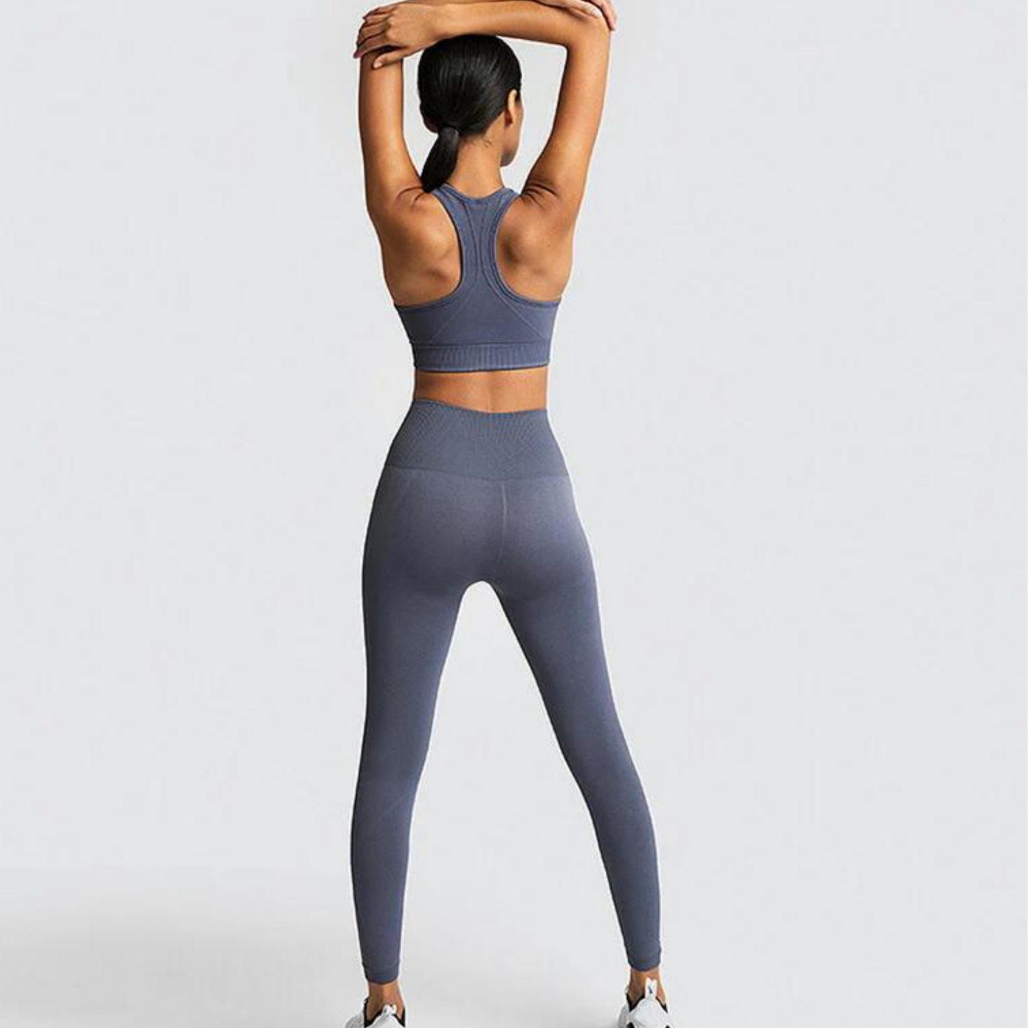グレーセットアップs126｜グレー｜ブラトップ｜レギンス｜編地｜ヨガ｜上下セット｜おしゃれ｜Lee.che (リーチェ) ｜LIFE TUNING DAYS（ライフチューニングデイズ）｜
