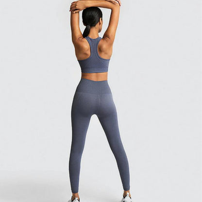 グレーセットアップs126｜グレー｜ブラトップ｜レギンス｜編地｜ヨガ｜上下セット｜おしゃれ｜Lee.che (リーチェ) ｜LIFE TUNING DAYS（ライフチューニングデイズ）｜