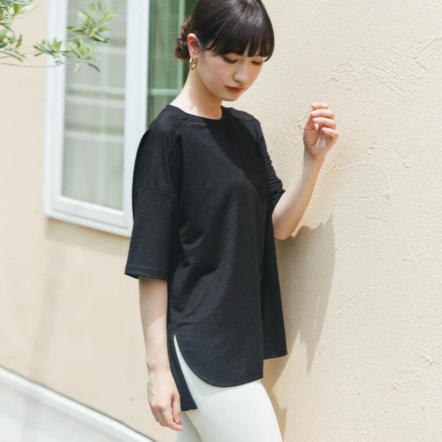 半袖プルオーバー sd001｜Tシャツ｜ブラック｜オーバーサイズ｜接触冷感｜レーヨン｜Lee.che (リーチェ) ｜LIFE TUNING DAYS（ライフチューニングデイズ）｜