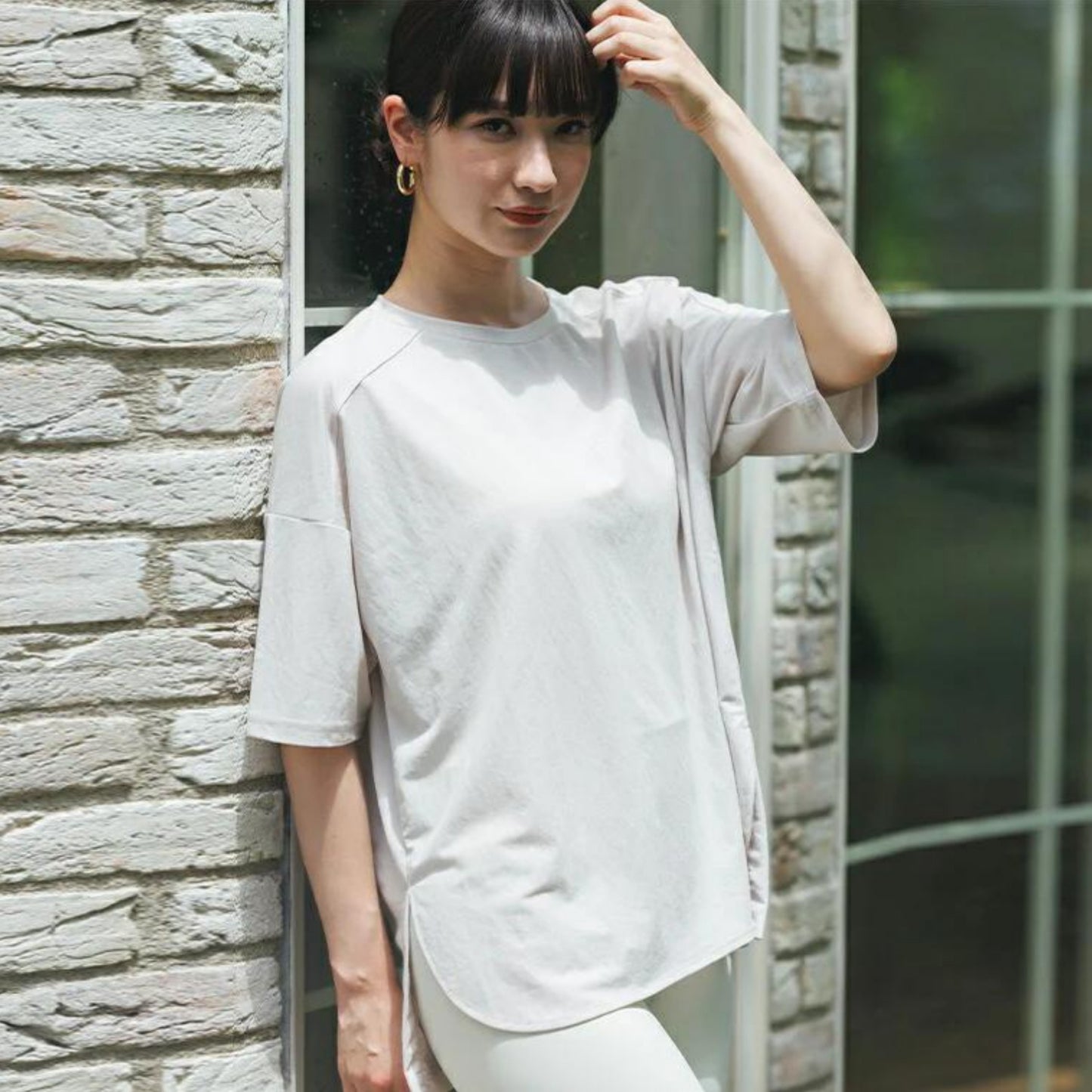 半袖プルオーバー sd001｜Tシャツ｜エクリュ｜オーバーサイズ｜接触冷感｜レーヨン｜Lee.che (リーチェ) ｜LIFE TUNING DAYS（ライフチューニングデイズ）｜