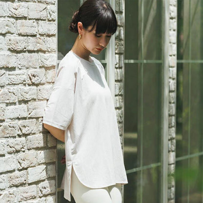 半袖プルオーバー sd001｜Tシャツ｜エクリュ｜オーバーサイズ｜接触冷感｜レーヨン｜Lee.che (リーチェ) ｜LIFE TUNING DAYS（ライフチューニングデイズ）｜