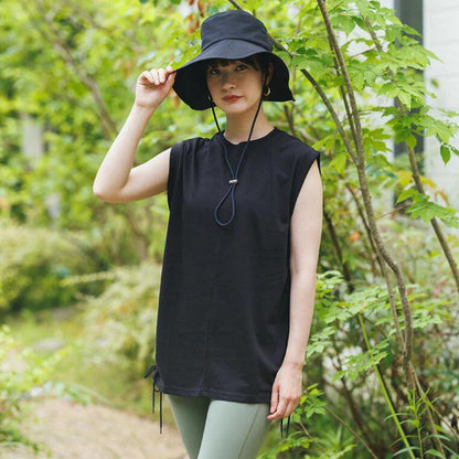 トップスsd005｜ブラック｜ノースリーブ｜チュニック丈｜体型カバー｜透けない｜タンクトップ｜Lee.che (リーチェ) ｜LIFE TUNING DAYS（ライフチューニングデイズ）｜