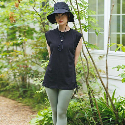 トップスsd005｜ブラック｜ノースリーブ｜チュニック丈｜体型カバー｜透けない｜タンクトップ｜Lee.che (リーチェ) ｜LIFE TUNING DAYS（ライフチューニングデイズ）｜