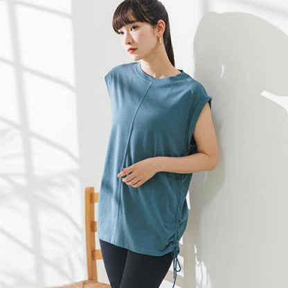 トップスsd005｜ブルーグリーン｜ノースリーブ｜チュニック丈｜体型カバー｜透けない｜タンクトップ｜Lee.che (リーチェ) ｜LIFE TUNING DAYS（ライフチューニングデイズ）｜