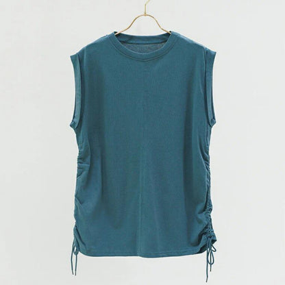 トップスsd005｜ブルーグリーン｜ノースリーブ｜チュニック丈｜体型カバー｜透けない｜タンクトップ｜Lee.che (リーチェ) ｜LIFE TUNING DAYS（ライフチューニングデイズ）｜