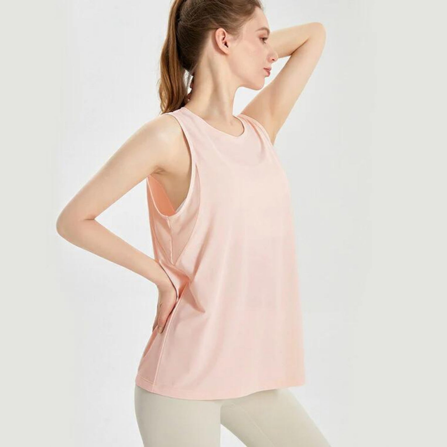 メッシュデザイントップスt040｜ピンク｜ノースリーブ｜メッシュ｜オーバーサイズ｜薄手｜タンクトップ｜ヨガ｜スポーツ｜おしゃれ｜Lee.che (リーチェ) ｜LIFE TUNING DAYS（ライフチューニングデイズ）｜