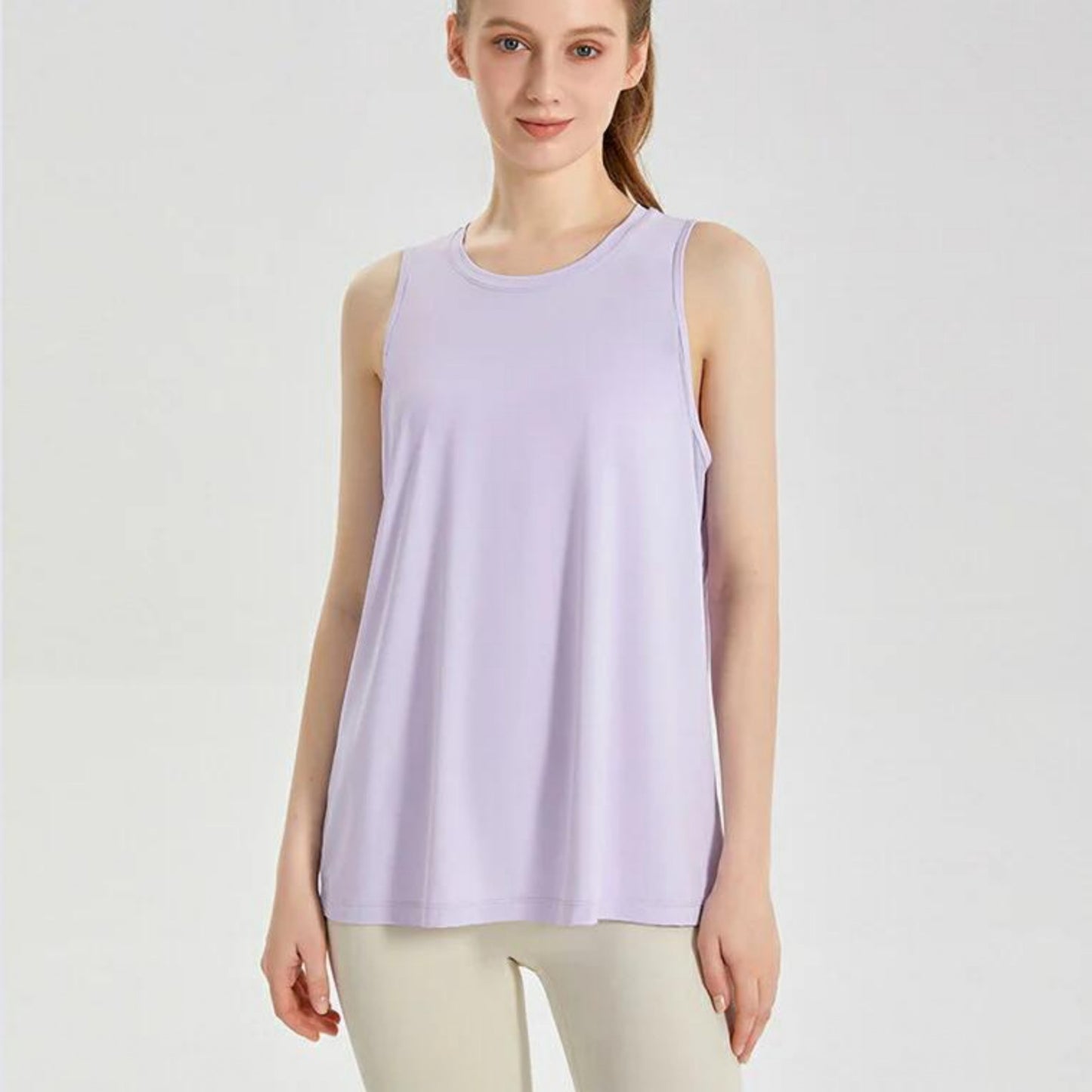 メッシュデザイントップスt040｜ライトパープル｜ノースリーブ｜メッシュ｜オーバーサイズ｜薄手｜タンクトップ｜ヨガ｜スポーツ｜おしゃれ｜Lee.che (リーチェ) ｜LIFE TUNING DAYS（ライフチューニングデイズ）｜