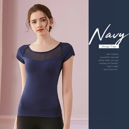 カップ付きトップスt079｜ネイビー｜ブラトップ｜チュール｜フィットネス｜ヨガ｜フェミニン｜おしゃれ｜Lee.che (リーチェ) ｜LIFE TUNING DAYS（ライフチューニングデイズ）｜