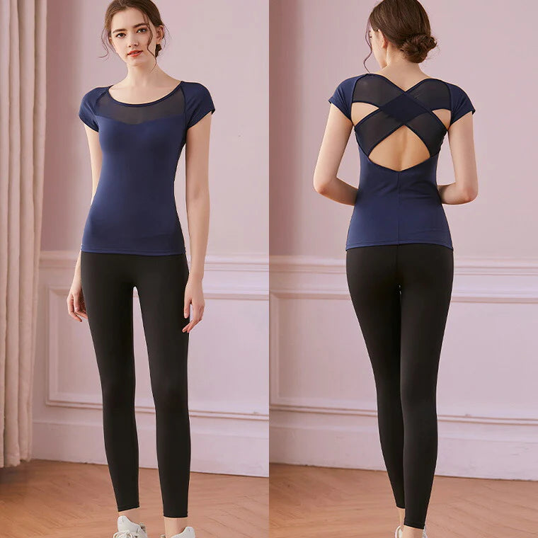 カップ付きトップスt079｜ネイビー｜ブラトップ｜チュール｜フィットネス｜ヨガ｜フェミニン｜おしゃれ｜Lee.che (リーチェ) ｜LIFE TUNING DAYS（ライフチューニングデイズ）｜