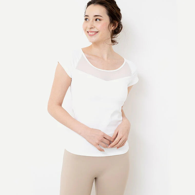 カップ付きトップスt079｜ホワイト｜ブラトップ｜チュール｜フィットネス｜ヨガ｜フェミニン｜おしゃれ｜Lee.che (リーチェ) ｜LIFE TUNING DAYS（ライフチューニングデイズ）｜