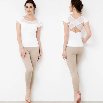 カップ付きトップスt079｜ホワイト｜ブラトップ｜チュール｜フィットネス｜ヨガ｜フェミニン｜おしゃれ｜Lee.che (リーチェ) ｜LIFE TUNING DAYS（ライフチューニングデイズ）｜