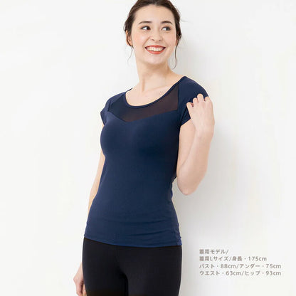 カップ付きトップスt079｜ネイビー｜ブラトップ｜チュール｜フィットネス｜ヨガ｜フェミニン｜おしゃれ｜Lee.che (リーチェ) ｜LIFE TUNING DAYS（ライフチューニングデイズ）｜