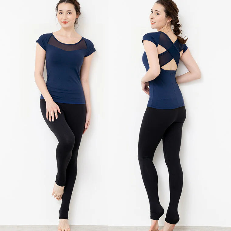 カップ付きトップスt079｜ネイビー｜ブラトップ｜チュール｜フィットネス｜ヨガ｜フェミニン｜おしゃれ｜Lee.che (リーチェ) ｜LIFE TUNING DAYS（ライフチューニングデイズ）｜