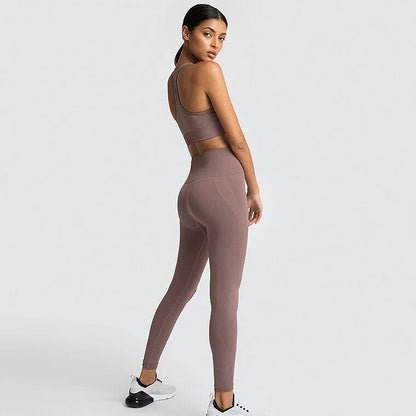 セットアップs126｜ブラウン｜ブラトップ｜レギンス｜編地｜ヨガ｜上下セット｜おしゃれ｜Lee.che (リーチェ) ｜LIFE TUNING DAYS（ライフチューニングデイズ）｜